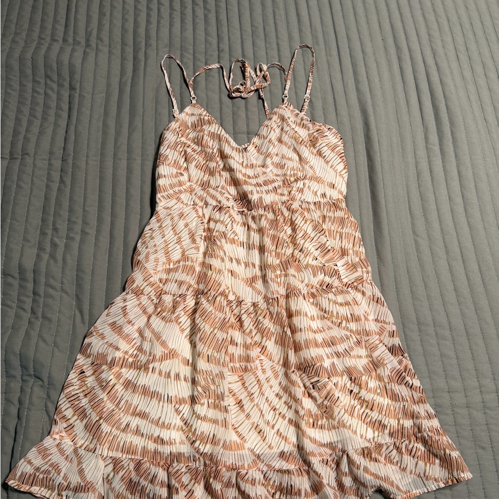 Stylish Brown and Cream Patterned Dress